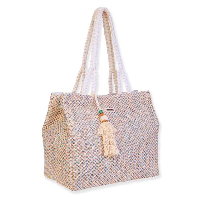 Sun N Sand Multi 70% Cotton/30% Poly Shoulder Tote | CE6729 B