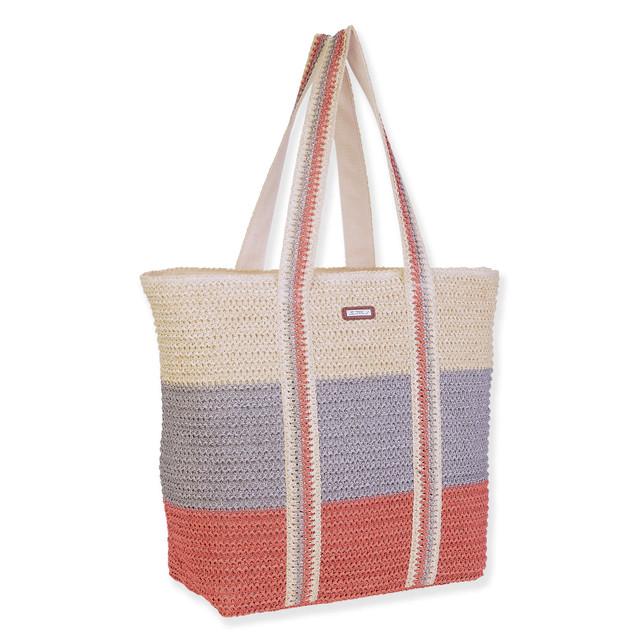 Sun N Sand Natural Paper Crochet Shoulder Tote | CE6691 A