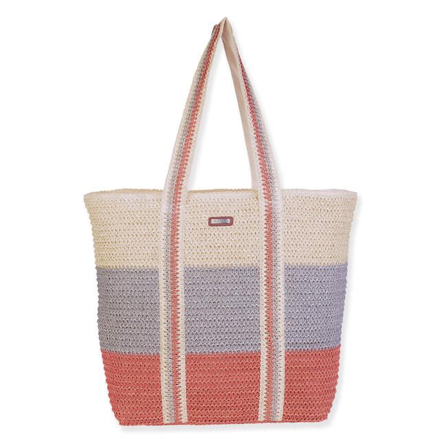 sun n sand Natural Paper Crochet Shoulder Tote | CE6691 A