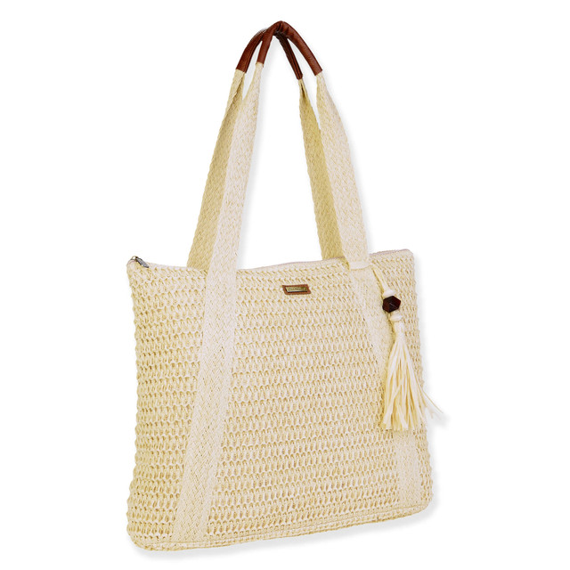 Sun N Sand Natural Paper Crochet Shoulder Tote | CE6697 A