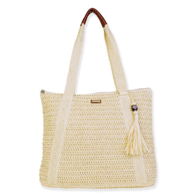 sun n sand Natural Paper Crochet Shoulder Tote | CE6697 A