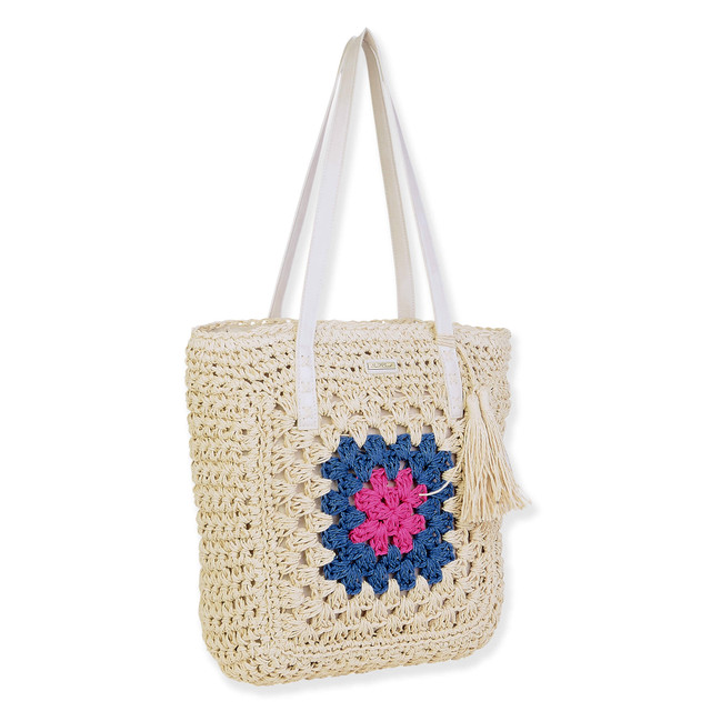 Sun N Sand Natural Paper Crochet Shoulder Tote | CE6706 A