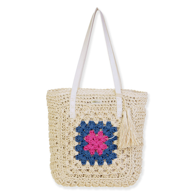 sun n sand Natural Paper Crochet Shoulder Tote | CE6706 A