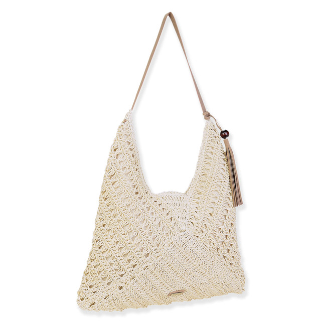 Sun N Sand Natural Paper Crochet Shoulder Tote | CE6707 A