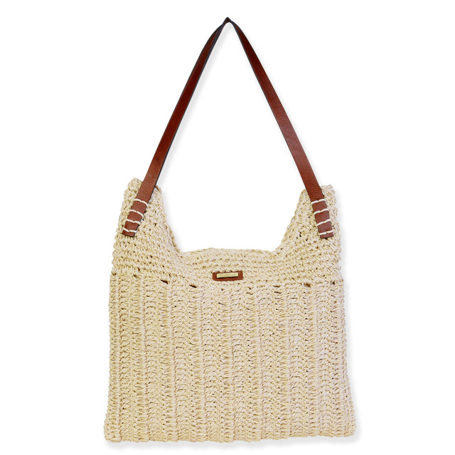 Sun N Sand Natural Paper Crochet Shoulder Tote | CE6708 A