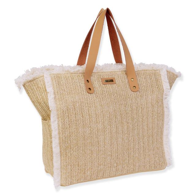 Sun N Sand Natural Poly Straw Shoulder Tote | CE6626 A