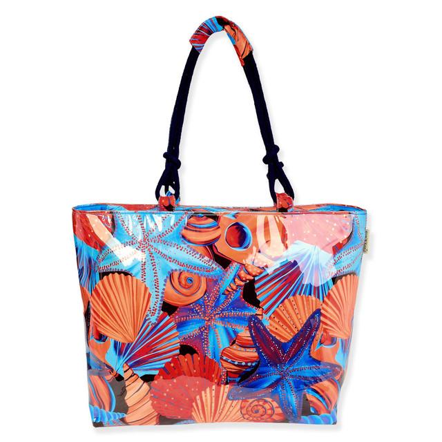 sun n sand Orange Canvas/PVC Shoulder Tote | CE6617 B