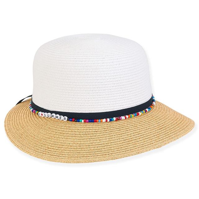 sun n sand Penelope | Young Girl Paper Braid Tapered Brim Hat | HK448