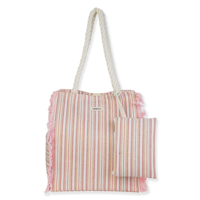 sun n sand Pink 70% Cotton/30% Poly Shoulder Tote | CE6730 A