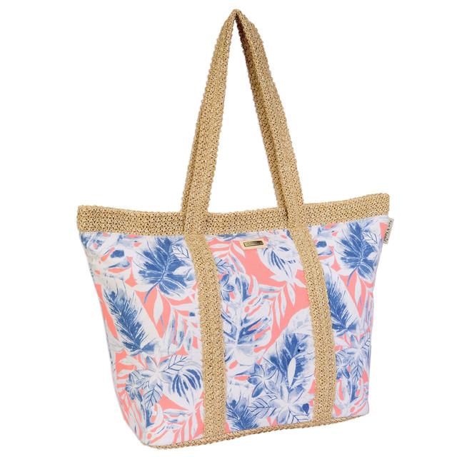 Sun N Sand Pink Poly/PP Straw Shoulder Tote | CE6610 A