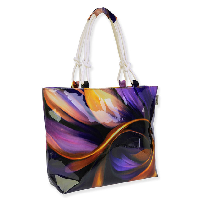 Sun N Sand Purple Canvas/PVC Shoulder Tote | CE6618 B
