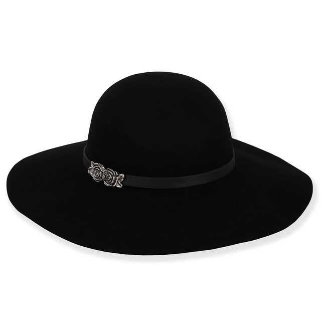 sun n sand Radley | Women's Wool Felt Floppy Faux Leather with Rose Metal Trim | AD1587 A