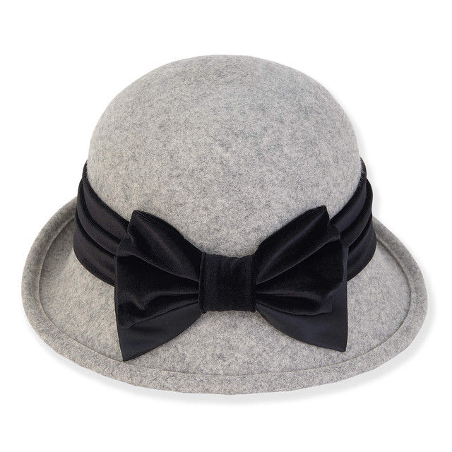 Sun N Sand Raine | Women's Wool Felt Cloche Velvet Trim | AD1560