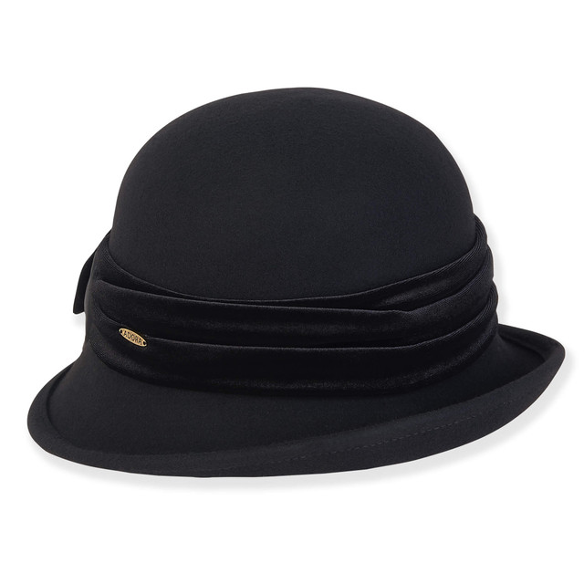 Sun N Sand Raine | Women's Wool Felt Cloche Velvet Trim | AD1560