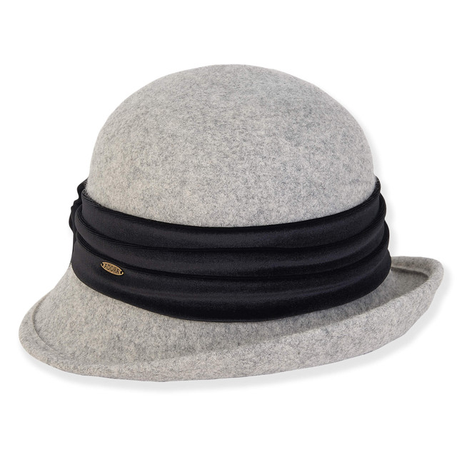 sun n sand Raine | Women's Wool Felt Cloche Velvet Trim | AD1560