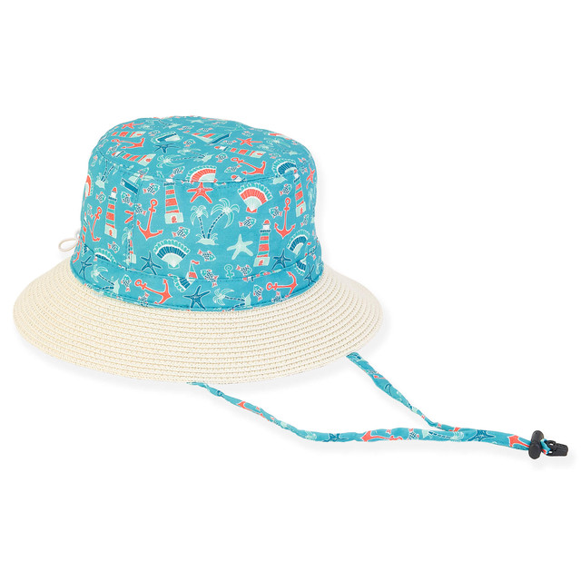 sun n sand Silas | Infant Boy Cotton Paper Straw Bucket Hat | HK472
