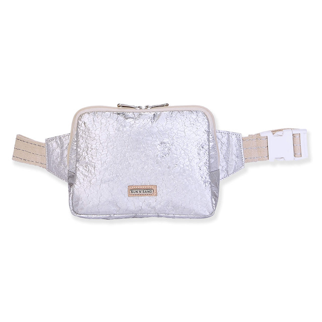sun n sand Silver Crossbody Belt Bag Crushed Metallic | SNS6860 A
