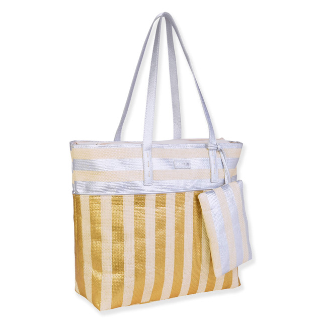 Sun N Sand Silver Paper Straw Shoulder Tote | CE6665 A