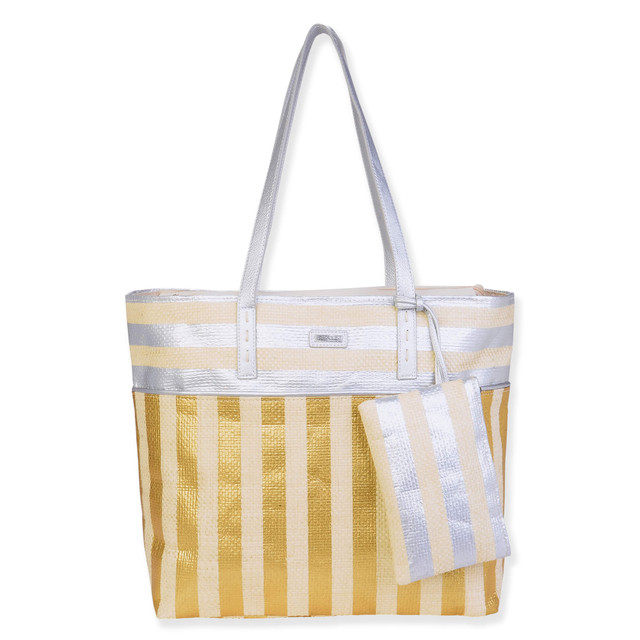 sun n sand Silver Paper Straw Shoulder Tote | CE6665 A