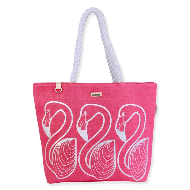 sun n sand Silver Shoulder Tote Metallic Flamingo | SNS6873 B
