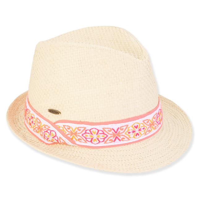 sun n sand Sophia | Young Girl Paper Braid Fedora Hat | HK502