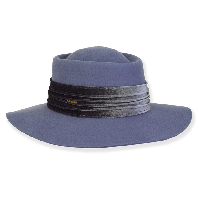 Sun N Sand Sparrow | Women's Wool Felt Gambler Pleated Velvet Trim | AD1602