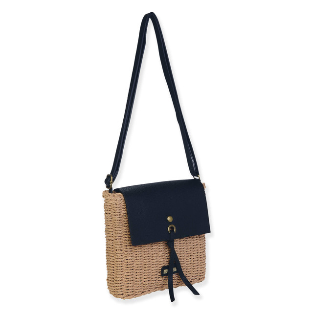 Sun N Sand Black Paper Straw Crossbody | CE6712 C