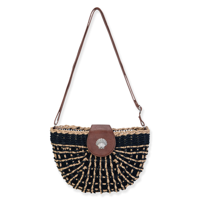 sun n sand Black Paper Straw Crossbody | CE6736 B