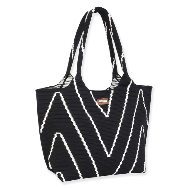 Sun N Sand Black Polyester Shoulder Tote | CE6662 B
