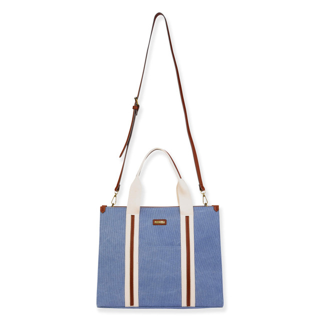 sun n sand Blue Canvas Shoulder Tote | CE6621 B