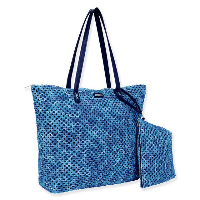 Sun N Sand Blue Multi Paper Straw Handbag | CE6658 A