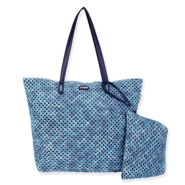 sun n sand Blue Multi Paper Straw Handbag | CE6658 A