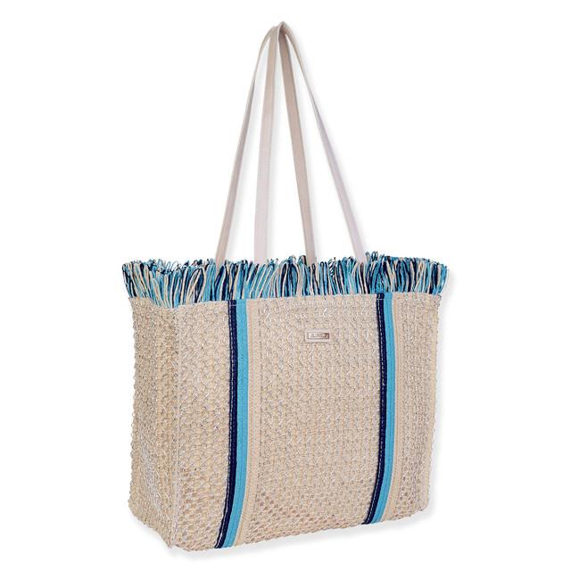 Sun N Sand Blue Paper/Poly Shoulder Tote | CE6679 A