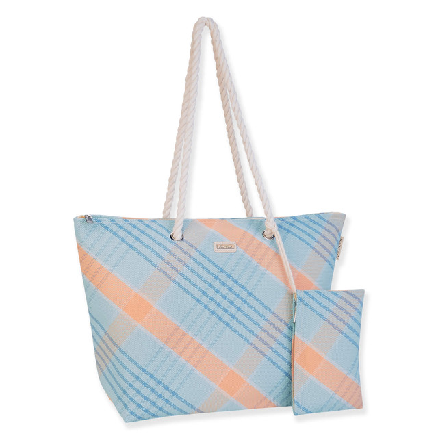 Sun N Sand Blue PP Straw Shoulder Tote | CE6660 A