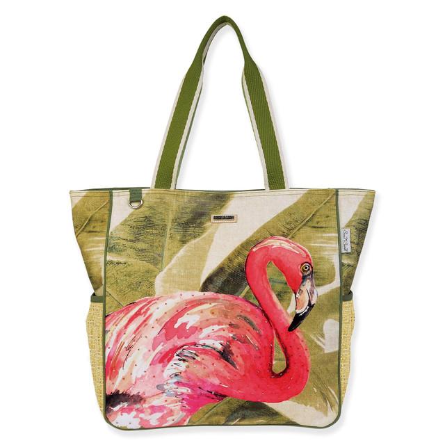sun n sand Flamingo With Palm Shoulder Tote | SD4820