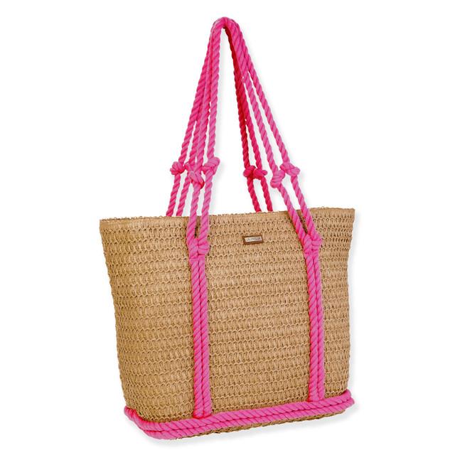Sun N Sand Fuchsia Paper Straw Handbag | CE6688 A