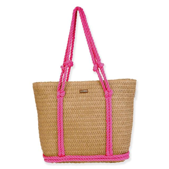 sun n sand Fuchsia Paper Straw Handbag | CE6688 A