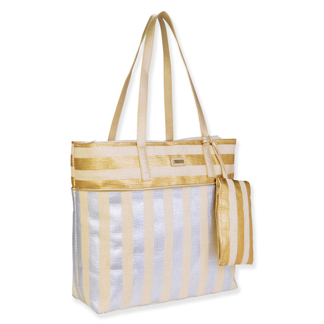 Sun N Sand Gold Paper Straw Shoulder Tote | CE6665 B