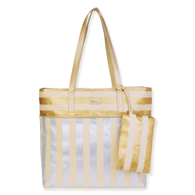 sun n sand Gold Paper Straw Shoulder Tote | CE6665 B