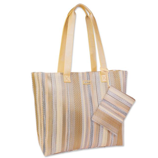 Sun N Sand Gold Poly Mesh Shoulder Tote | CE6619 B