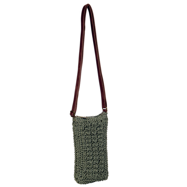 Sun N Sand Green Paper Crochet Crossbody | CE6718 C