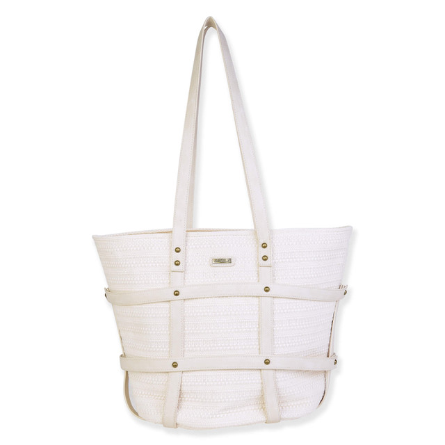 sun n sand Ivory Poly Straw Shoulder Tote | CE6634 A
