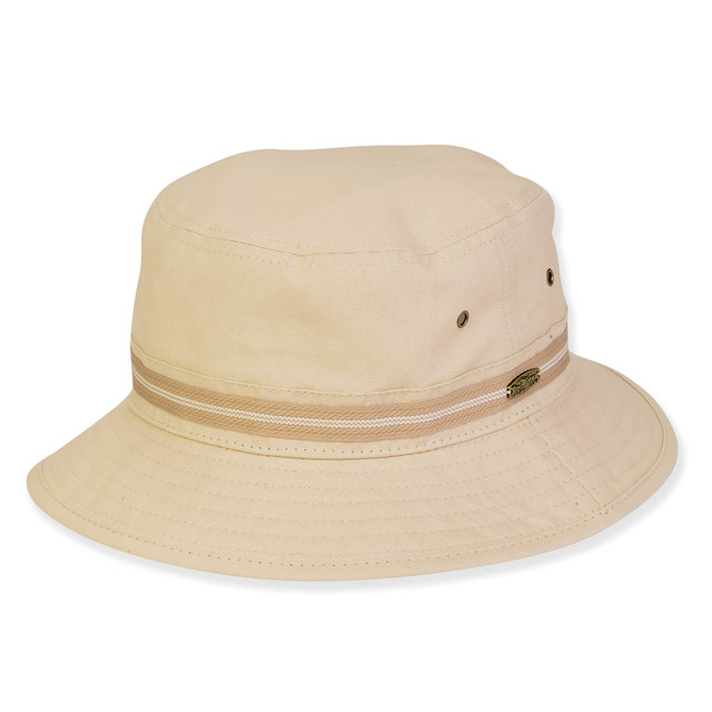 sun n sand Men's Hats | Beige Cotton Bucket Brim 2.5