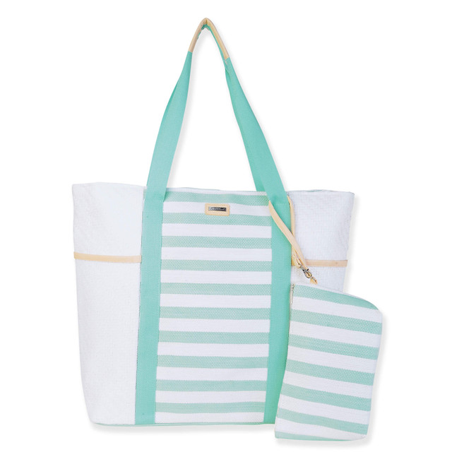 sun n sand Mint Paper Straw Shoulder Tote | CE6714 B
