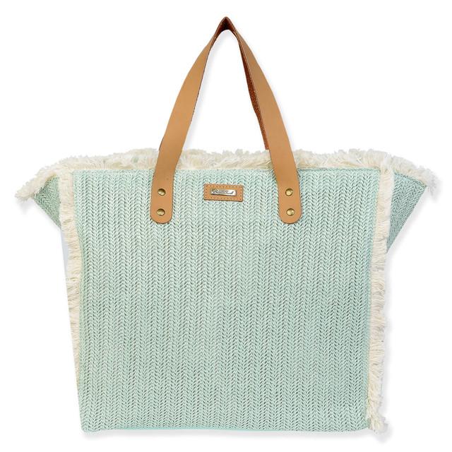 sun n sand Mint Poly Straw Shoulder Tote | CE6626 B