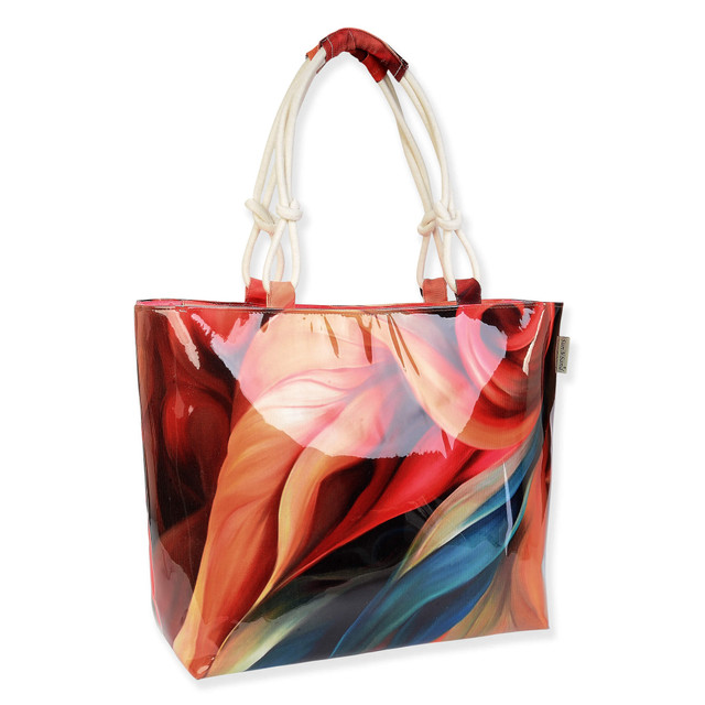 Sun N Sand Pink Canvas/PVC Shoulder Tote | CE6618 A