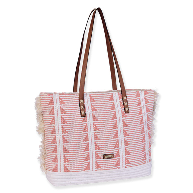 Sun N Sand Pink Cotton Shoulder Tote | CE6622 B