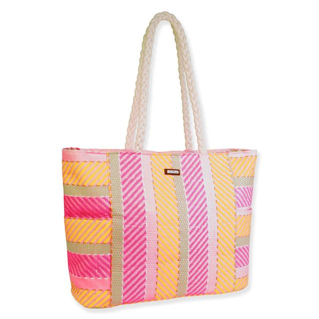 Sun N Sand Pink Paper Straw Shoulder Tote | CE6607 A