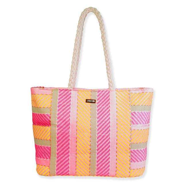 sun n sand Pink Paper Straw Shoulder Tote | CE6607 A