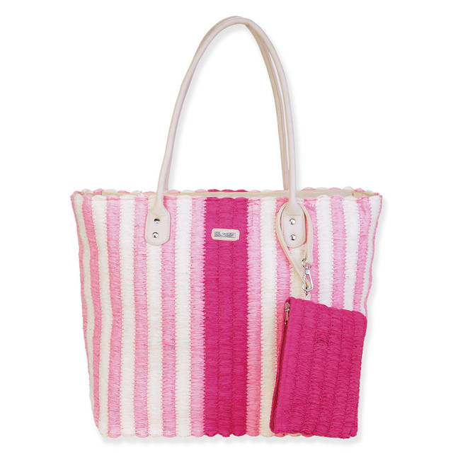 sun n sand Pink Paper Straw Shoulder Tote | CE6695 A